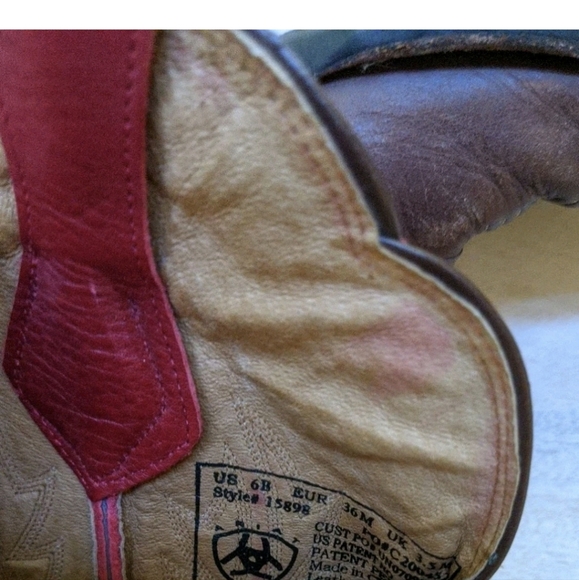 Ariat Women's Cowboy Western Boots Red Leather Floral Embroidered Square Toe 6B - Picture 14 of 15